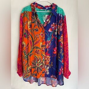 NWT Soft Surroundings Cobalt Multi Button Down Hermosa Tunic Top
